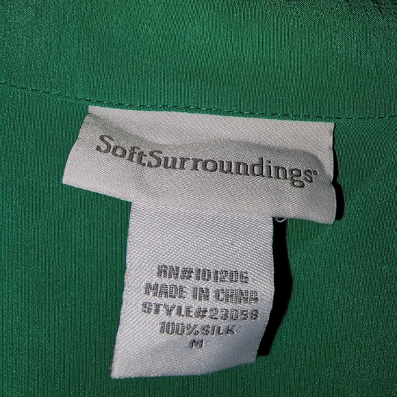 Soft Surroundings Green Silk Button Down Blouse Style# 23058 - Picture 5 of 5